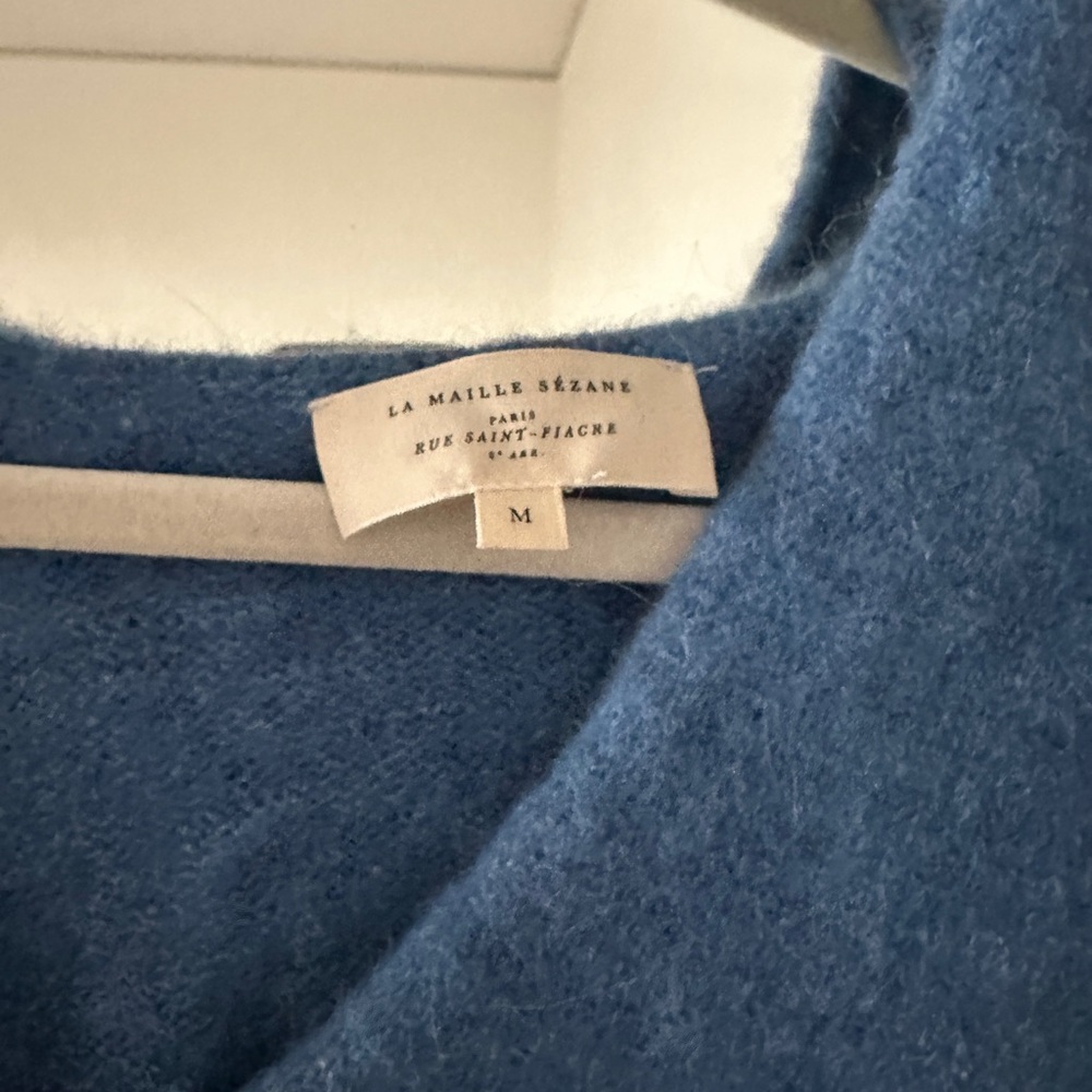 Sézane Blue V‑Neck Mohair Sweater - Picture 3 of 5